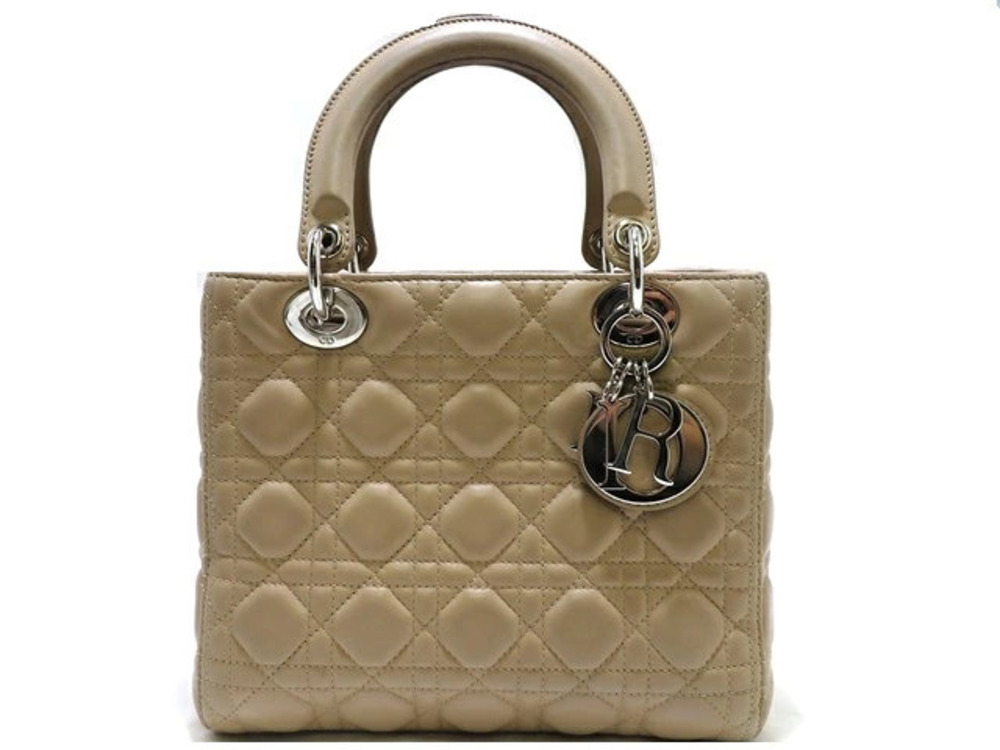 Christian Dior handbag Cannage Lady Beige Cream lambskin SS
